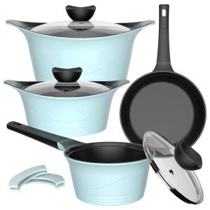 Batería Cocina Aluminio Fundido 7 piezas Kova Ice