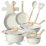 Bateria Cocina 14Pzs Aluminio Forjado Antiadherente Flow Beige