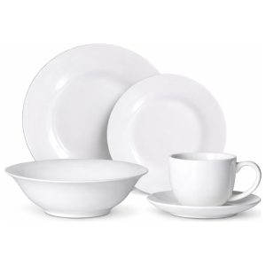 Juego Set de Vajilla 30Pzas Porcelana Blanca Serena  Hallen