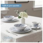 Juego de Vajilla 30 Piezas Porcelana - Decorado Floral Azul Hannah - Imagen 3