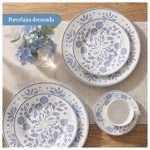 Juego de Vajilla 30 Piezas Porcelana - Decorado Floral Azul Hannah - Imagen 5