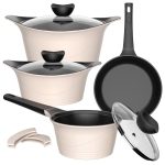 Batería Cocina Aluminio Fundido 7 piezas Kova Beige