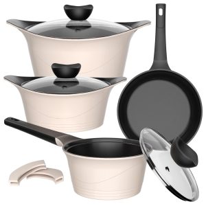 Batería Cocina Aluminio Fundido 7 piezas Kova Beige