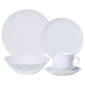 Juego de Vajillas 30 Piezas Porcelana Rodondo Blanco Cascais