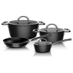 Batería de Cocina 7 Piezas Aluminio Forjado Black
