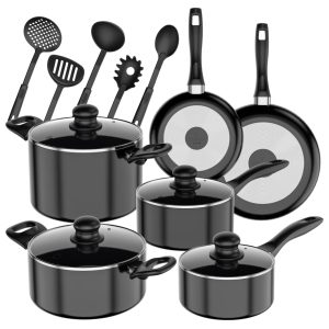 Batería de Cocina 15 Piezas Omni  Black Aluminio Antiadherente