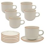 Juego de 12Pzs Tazas Té + Platos 200ml Beige Aryna Hallen