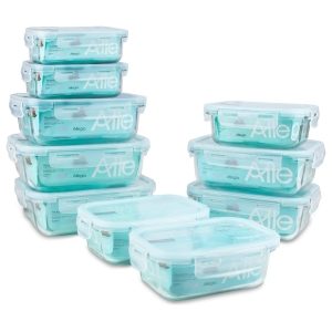 Set 10 Contenedores Herméticos Vidrio Allegra | Tapers Rectangulares para Cocina