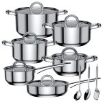 Batería de Cocina Acero Inoxidable 15 Piezas Juego de Ollas Stark
