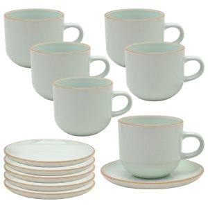 Juego de 12Pzs Tazas Té + Platos 200ml Verde Amalfi Hallen