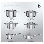 Batería de Cocina Acero Inoxidable 15 Piezas Juego de Ollas Stark - Imagen 5