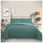Cubrecama Quilt Reversible 1,5 Plazas Color Verde Trama Collection