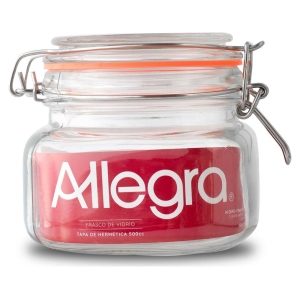 Frasco de Vidrio con tapa Hermética 500ml Allegra