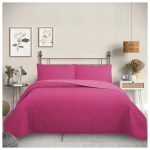 Cubrecama Quilt Reversible 1,5 Plazas Color Fucsia Trama Collection