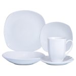 Juego de Vajillas 30 Piezas Porcelana Cuadrado Blanco Cascais