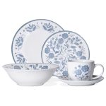Juego de Vajilla 30 Piezas Porcelana - Decorado Floral Azul Hannah