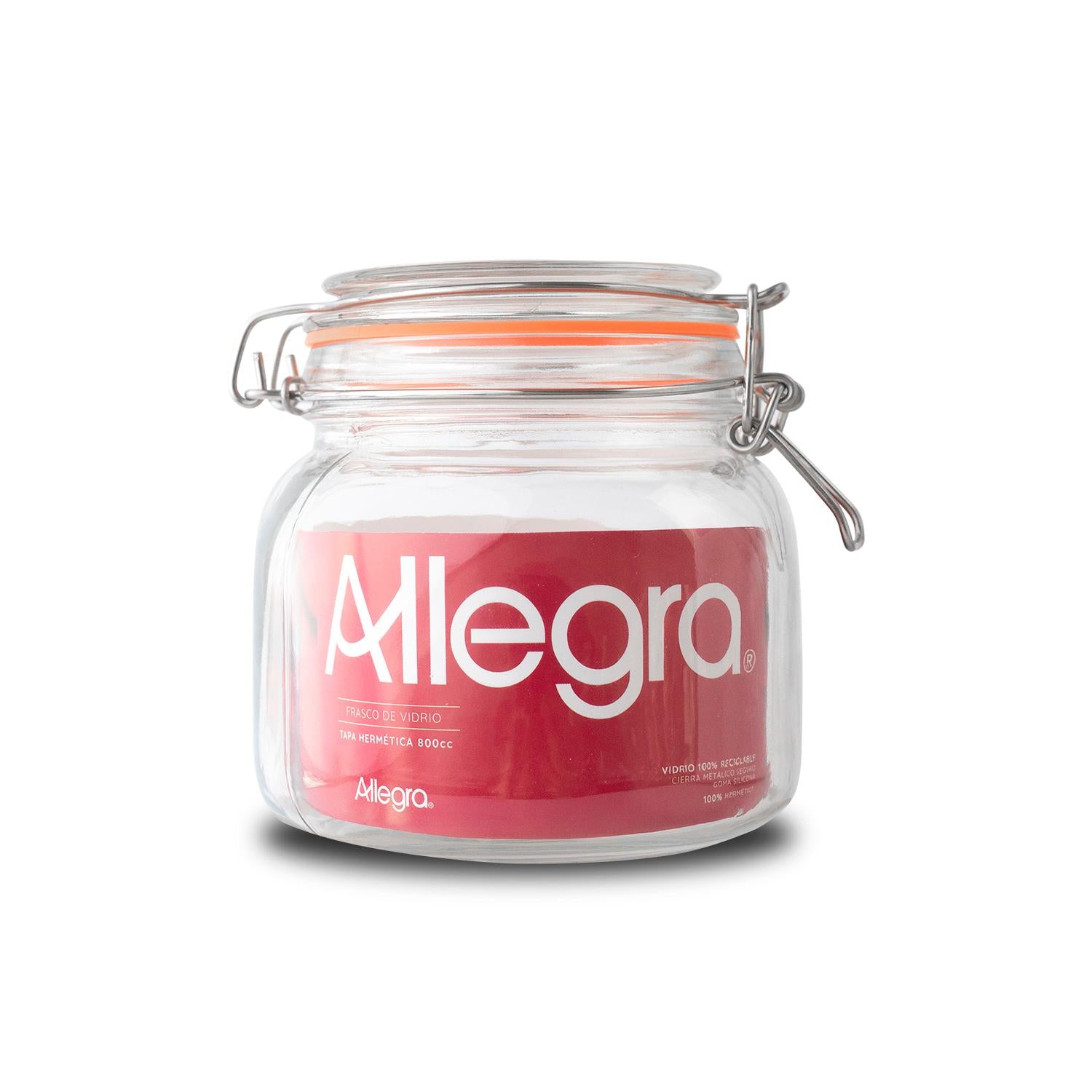 Frasco de Vidrio con tapa Hermética 800ml Allegra Frasco de Vidrio con tapa Hermética 800ml Allegra - Imagen 1